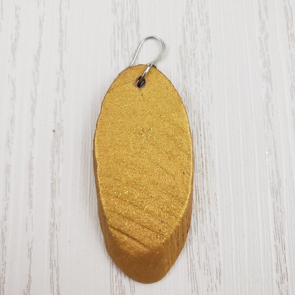 Wood Oval SINGLE Earring Cactus Painted Drop - Picture 4 of 5